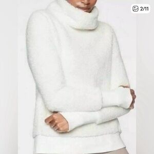 Athleta Nirvana Sherpa Funnel Neck Cozy Cream Cowl Neck Sweater